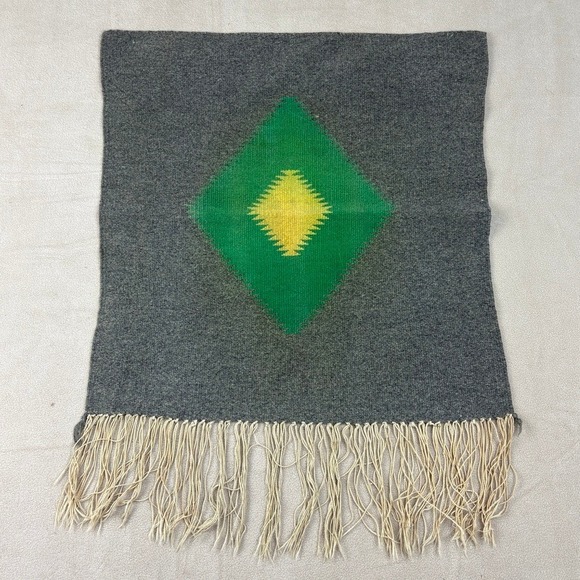 Other - Vintage Mexican Handwoven Wall Hanging 18 x 19 in‎ Tapestry Rug Geometric Fringe